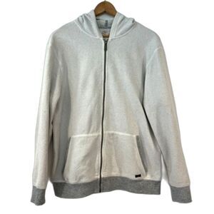 Faherty Men's Full Zip Hoodie Sweatshirt XL Light Grey Fleece